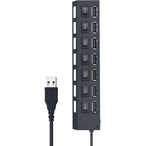 Hub usb 2.0 7 porte moltiplicatore sdoppiatore per pc notebook 7 uscite con interruttori on/off e luci led (1/2)