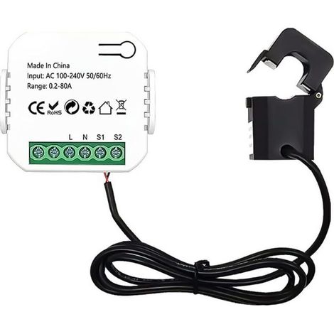 ALLIANDISMoniteur d'énergie Intelligent, Moniteur d'utilisation de l'électricité WiFi, 80A, Compatible avec Tuya Smart Life (1/4)