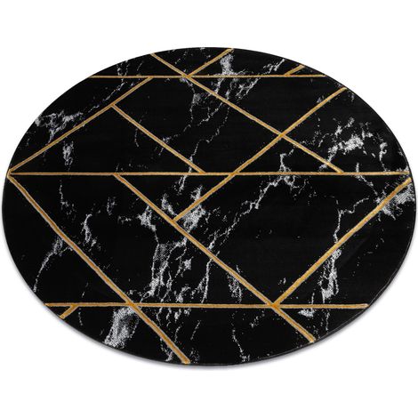 Exclusive EMERALD Carpet 2000 circle - glamour, stylish marble, geometric black / gold black round 160 cm