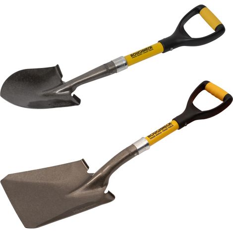 Roughneck Micro Shovel Twin Pack Round Point Bulk Square Head ROU68004 ROU68011 (1/5)