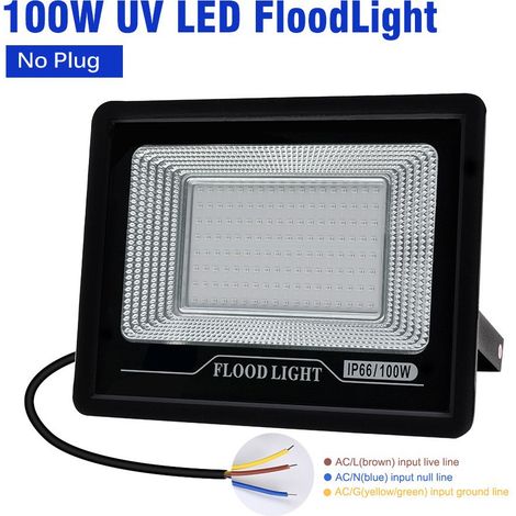 Lampada di controllo UV 100 W – Lampada fluorescente violetta 395 nm per hotel, bar e abitazioni, impermeabile IP66, tensione 220 V, senza presa, cavo standard