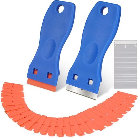 Set de 2 grattoirs pour plaque vitrocéramique avec 120 lames  Grattoir pour verre et plaque de cuisson  Bleu