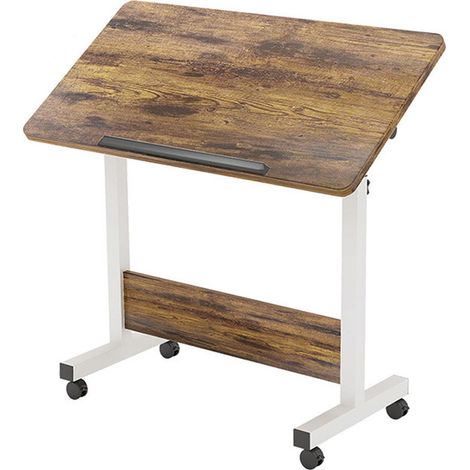 Table Pliante d'appoint Portable,Table de Lit Canapé avec 4 roulettes pour Ordinateur Portable Réglable en Hauteur -marron (1/5)