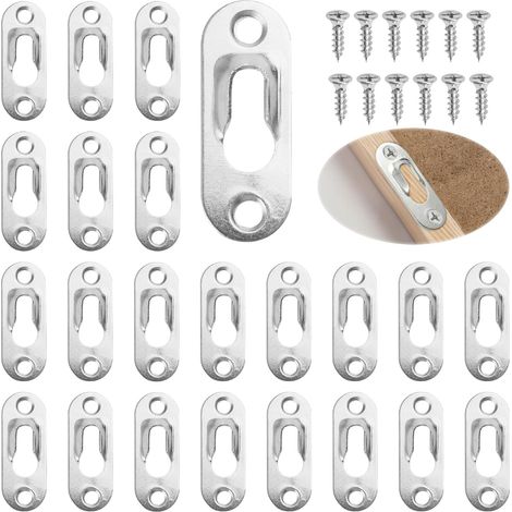 Paquete de 30 ganchos para colgar con forma de ojo de cerradura, sujetadores para marcos de fotos de 44 x 16 mm con 60 tornillos, ganchos para colgar con forma de ojo de cerradura, ganchos para cuadro (1/5)