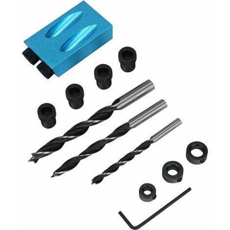 Kit de Percage d’angle 15, 14 Piècces Kit Gabarit Trou Poche, Localisateur Perforation Bois, Positionneur Trou Coudé 6/8/10 mm, Outils Guidage Trous Perçage Angle pour Travail Bois Lefou (1/5)