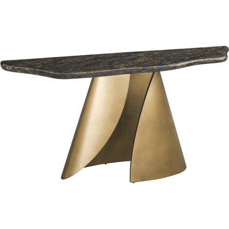 Console sculpturale en marbre et métal doré - noir marbré et doré (1/5)