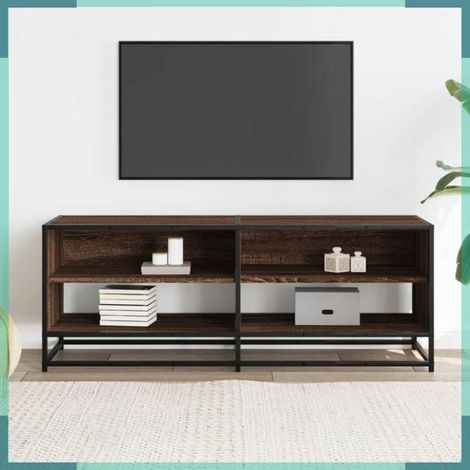 Meuble TV - 848893 - chêne marron - bois d'ingénierie et métal - 120,5x40x46 cm (1/5)