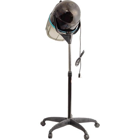 Secador de pelo profesional para casco con soporte regulable de 125-160 cm con temporizador y funciones de cuidado del cabello construcción de acero negro 200019626 (1/2)