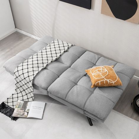 Canape lit futon gris convertible avec dossier reglable