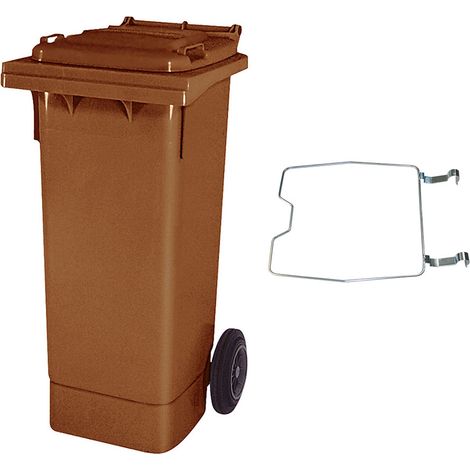 BRB Poubelle de 80 l, marron, avec support pour sacs poubelles