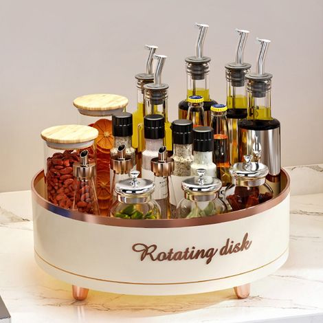 Plateau Tournant 360° - Organisateur Cosmétiques Parfums Assaisonnements - Plateau de Rangement Bureau Salle de Bain Cuisine - 27 x 27 x 9 cm - 1 Pièce (1/5)