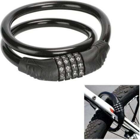 (60 cm) Lucchetto a combinazione a quattro cifre per biciclette, dispositivo antifurto portatile per mountain bike, biciclette, monopattini elettrici, bici e rimorchi.