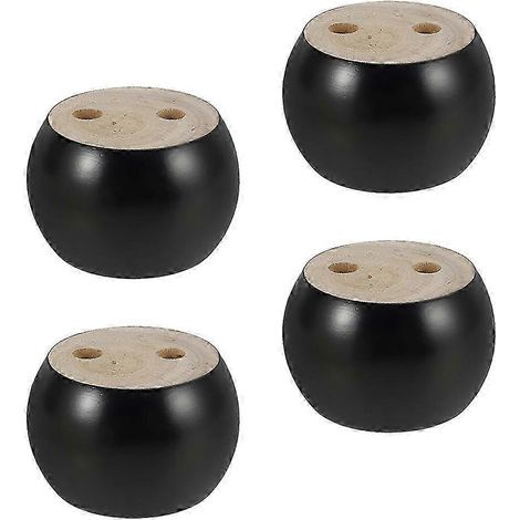 Ensemble de 4 pieds de meubles en bois noir à boule, compatibles avec les supports de canapé, de lit et de table. (1/5)