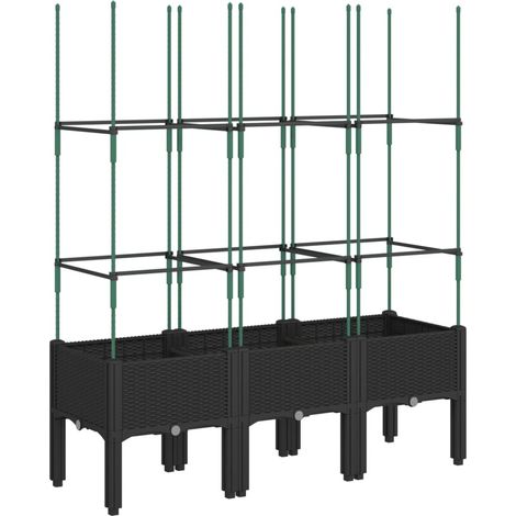 Maison Exclusive - Pflanzkübel mit Rankgitter Schwarz 120x40x142,