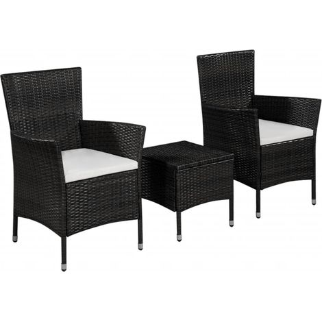 3 pcs Mobilier de bistro  Mobilier de bar Résine tressée Noir RTITTK49181 (1/5)
