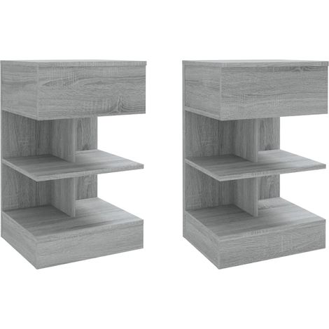Set di 2 comodini con cassetto e ripiani 40 x 35 x 65 cm in legno ingegnerizzato grigio DEC035706