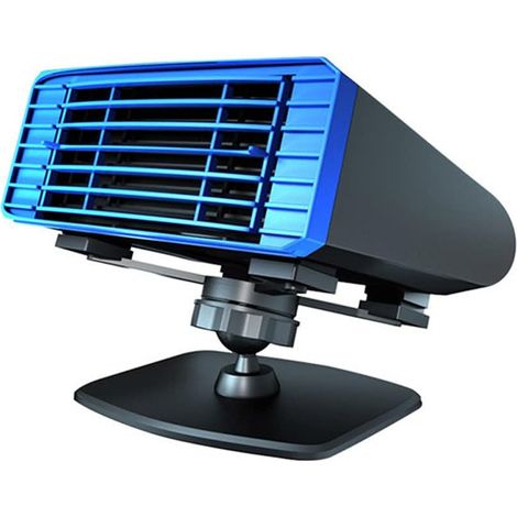 12V 150W Chauffage de voiture, Dégivreur de vitre de pare-brise de voiture, Ventilateur de refroidissement portable, Rotation à 360 °, pour l'été et l'hiver Bleu (1/5)