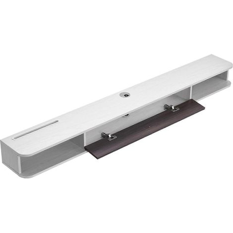 Wandmontiertes TV-Möbel, 70-Zoll-Wand-Mediencenter mit Kabelmanagement, modernes Wand-TV-Regal mit Stauschrank, weiß (1/5)