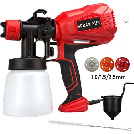 Pistolet à peinture et colle électrique automatique, 400 W, avec 3 buses, 3 modes de pulvérisation et un réservoir amovible. Convient aux plafonds. (1/5)