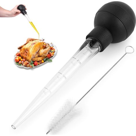 (Large) Turkey Baster with Cleaning Brush - Food Grade Syringe Baster for Cooking and Basting with Removable Round Bulb - Great for Butter Dripping,Glazing, Roasting Juices for Poultry,and More Again (1/5)
