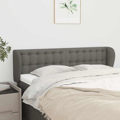 vidaXL Cabecero de tela gris oscuro 147x23x78/88 cm (1/5)