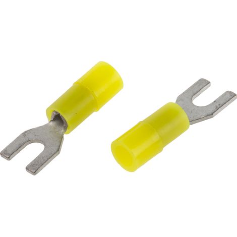Cosse à fourche à sertir RS PRO Isolé, Jaune 22AWG 0.5mm² 26AWG 0.2mm²
