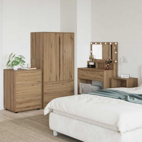 Armoire de rangement 3 tiroirs en bois d’ingénierie chêne artisanal 60 x 48 x 81 cm - PANGIVO (1/5)