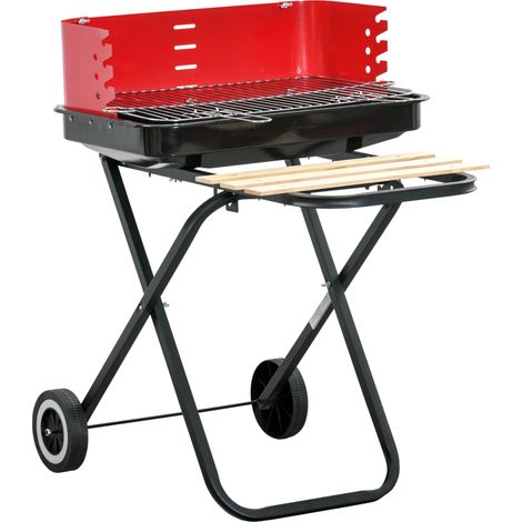 Outsunny Foldable Charcoal Trolley Barbecue BBQ Grill Cooker Smoker W/ Wheels (1/9)