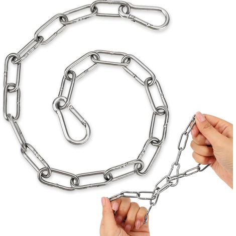 1 - Chaîne En Acier Inoxydable - Mousqueton - Résistance Corrosion Et Usure - Pour Clôtures Écuries Et Cages - Argenté - 50x0,3cm (1/5)