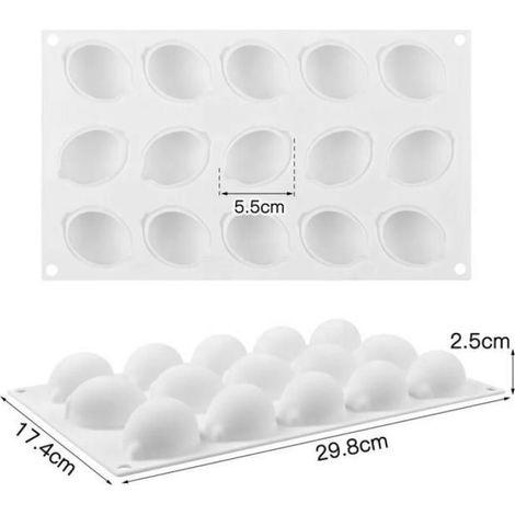 Moule En Silicone - 15 Cavités Formes Fruits Et Légumes 3D - Pour Gâteaux Chocolat Desserts Glaçons Bougies Savon Résine - 1 Pièce (1/5)