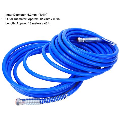 Tuyau de peinture airless pour pistolet flexible fibre 1/4 pouce 3265 Psi 13 m (43 pieds) (1/5)