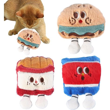 Lot de 3 jouets à mâcher avec herbe à chat - En peluche mignonne - Avec (1/5)