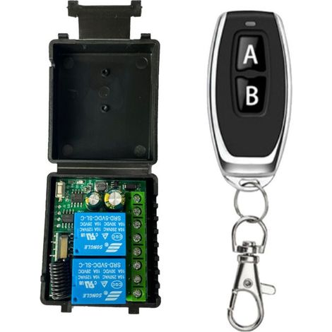 Interrupteur de télécommande sans fil à 2 canaux à large plage de tension DC6V-30V, contrôleur de marche avant/arrière pour moteur 433MHz, adapté aux volets roulants/portes de voiture. (1/5)