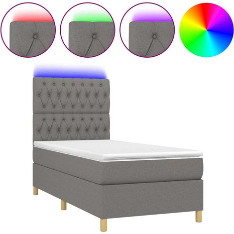 Maison Exclusive - Letto a Molle Materasso e LED Grigio Scuro 90x200 cm in Tessuto (1/5)
