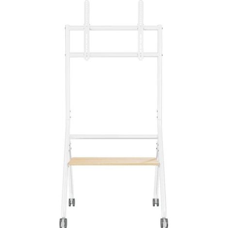 AISENS - SOPORTE DE SUELO ECO CON RUEDA, 1 BANDEJA PARA PANTALLA INTERACTIVA/TV 80KG DE 37-86, BLANCO+MADERA