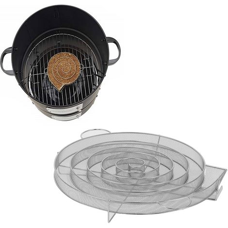 Bandeja para ahumar + rejilla para asar + acero inoxidable + 34,3 x 30,1 x 4,6 cm + Para ahumar en caliente y en frío + Para asar a la parrilla, tocino y más + 1 pieza (1/5)