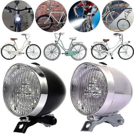 Phare avant de vélo classique vintage à LED, style rétro. (1/3)