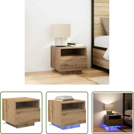 Nachttisch LED -  Nachttisch Artisan-Eiche 40 x 39 x 37 cm Holzwerkstoff (1/5)