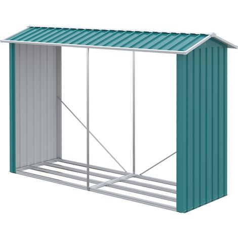 Outsunny Porta legna 240x 86x160cm Verde con Struttura in Acciaio Galvanizzato (1/5)