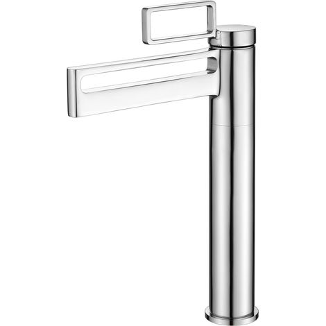 Robinet mitigeur de salle de bain noir pour lavabo de salle de bain avec mitigeur à levier unique, robinet à levier unique pour lavabos de comptoir (argenté) (1/5)