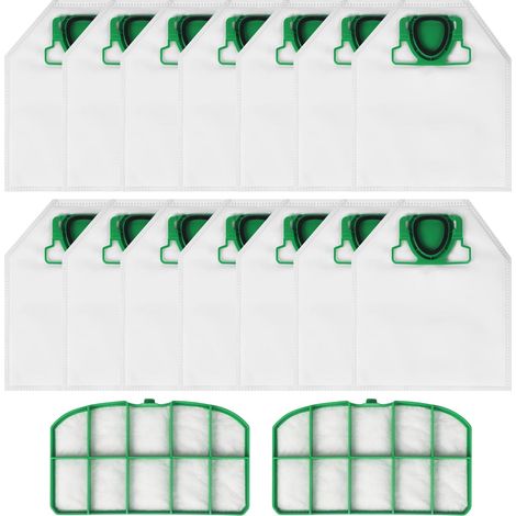 14 Pièces Sacs Aspirateurs pour Vorwerk Kobold VK200 FP200, Accessoires Sacs à Poussière Rechange avec 2 Filtres HEPA, Sac Aspirateur pour Vorwerk VK200, Sacs de Dépoussiérage en Non Tissé (1/5)