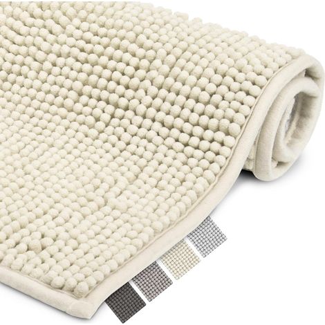 1 Tapis de bain, Chenille, Antidérapant, 50x80 cm, Microfibre, Salle de bain