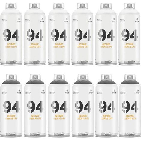 Lot de 12 bombes de peinture MTN 94 - Noir et Blanc - 400ml