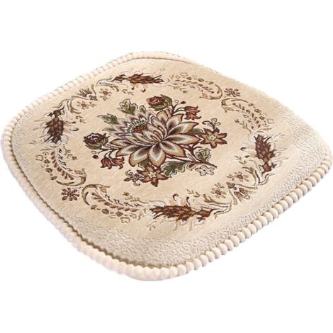Sollbry Cojines para silla con bordado floral europeo y lazo, lavables, para comedor, sala de estar, cocina y oficina (48 x 45 cm) (1/5)