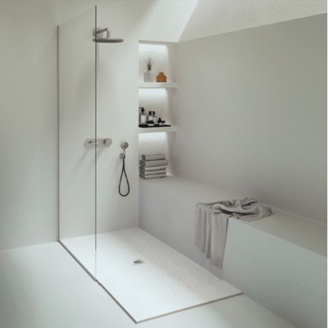 Mineralguss-Duschwanne extra flach WATERLOO Schieferoptik WEISS 120x180cm (1/4)