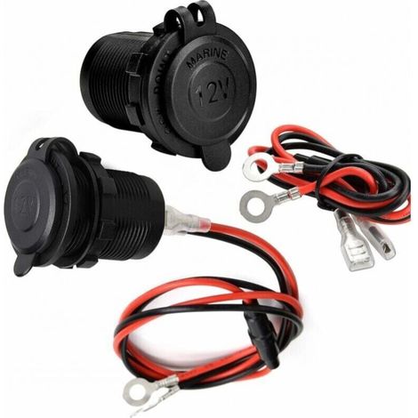 Marine Grade Waterproof Cigarette Lighter Socket Outlet for Boat, Motorcycle, Car with 0.6m Lead, 12V/24V DC, , 2 Pack (1/4)