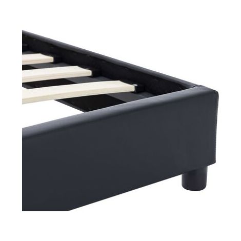 Cadre de lit en similicuir noir (sans matelas), 90 × 200 cm, pour chambre, décor moderne, facile à assembler (1/5)