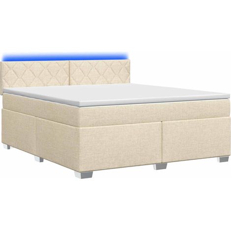 Boxspringbett mit Matratze und LED Creme 180 x 200 cm Stoff vidaXL (1/5)