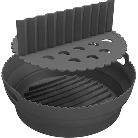 Doublure ronde en silicone pour friteuse sans huile - 21,5 cm - Avec séparateur deux saveurs - Antiadhésive - Pour 5 à 8 pintes - Noire - Accessoire airfryer (1/5)