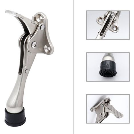 Butée de porte en acier inoxydable - Robuste et réglable - Pour portes lourdes - Arrêt de porte intérieur et extérieur - Protection de porte et poignée - Installation facile (1/4)